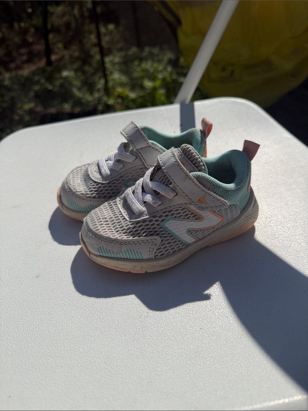 New Balance Kids Gray and Mint Athletic Sneakers